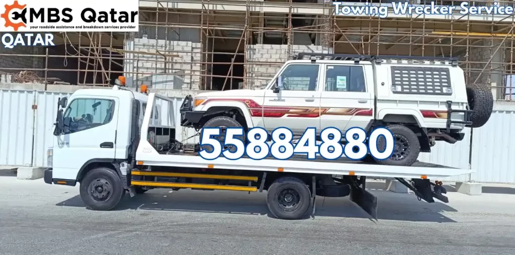 We are providing towing wrecker service, we are towing a construction side jeep at our vehicle.